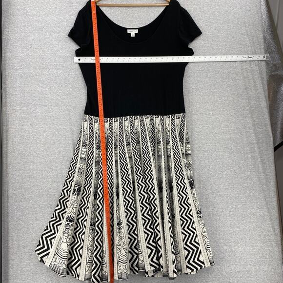 Coldwater Creek Dress Womens 16 Plus Black White Geometric Skirt Short Sleeve - Picture 7 of 10